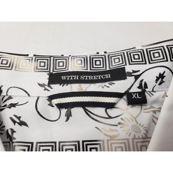 Deer Lady Mens Shirt Short Sleeve Collared Button Up Floral Print White Size XL - Picture 5 of 10